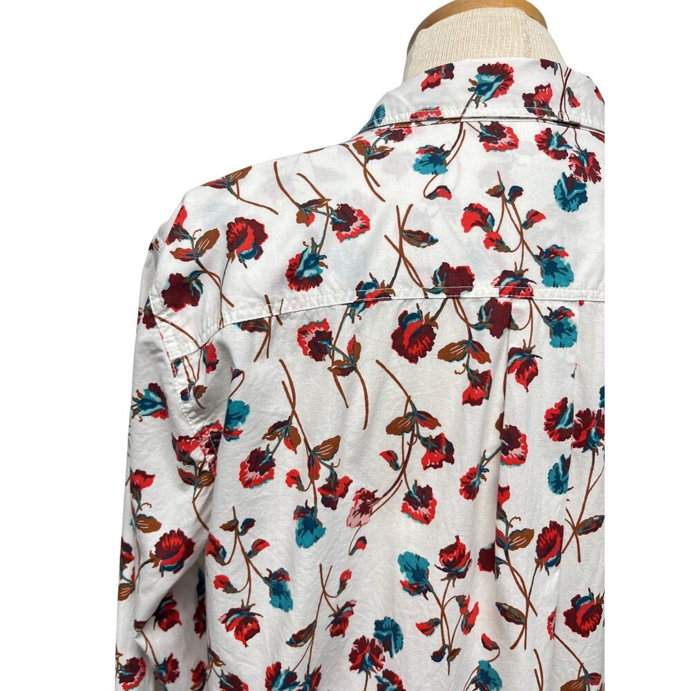 LARGE 14 16 Lands End Womens Ombre Blue Dyed Floral Shirt Dress Shirtdress - Picture 8 of 11